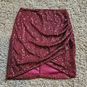 Windsor Sequin Burgundy Skirt Small